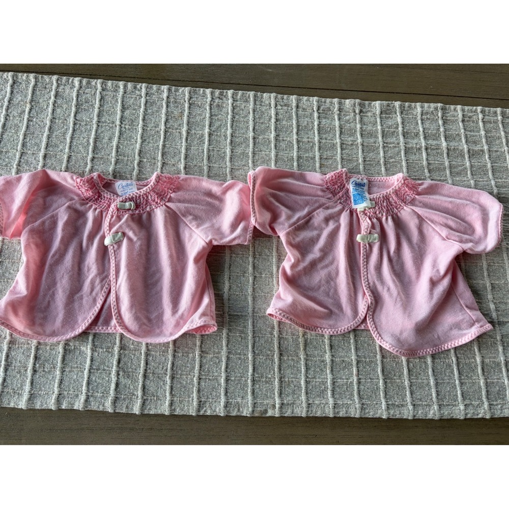 Vintage Carters layette smocked shirt set of two